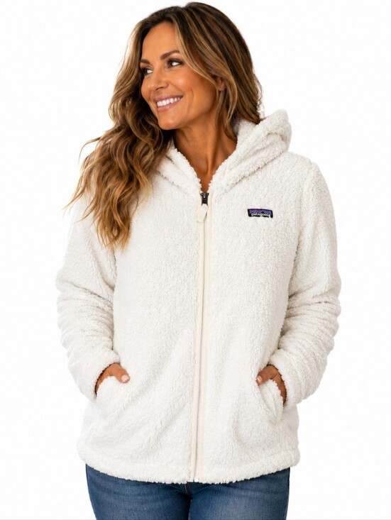 Patagonia Jackets & Blazers - Patagonia Los Gatos Fleece Hoodie Jacket Women's Ivory Full Zip Teddy Sherpa Med